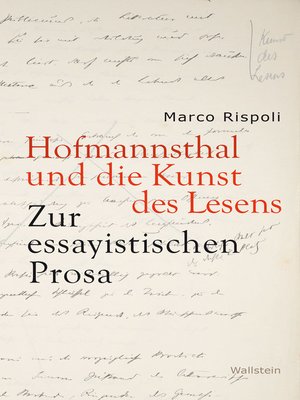 cover image of Hofmannsthal und die Kunst des Lesens